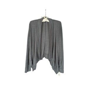 Cozy Gray Cascade Open Cardigan Shawl Collar Slouchy Layering Knit Sweater L